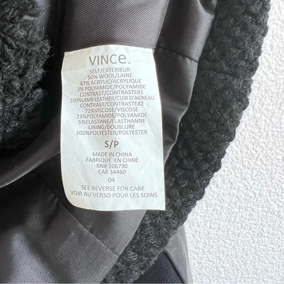Vince Boucle Scuba Moto Wool Genuine Lamb Leather Jacket - Picture 7 of 11